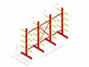 Kragarmregal doppelseitig I120 2,5m hoch,2x0,5m tief